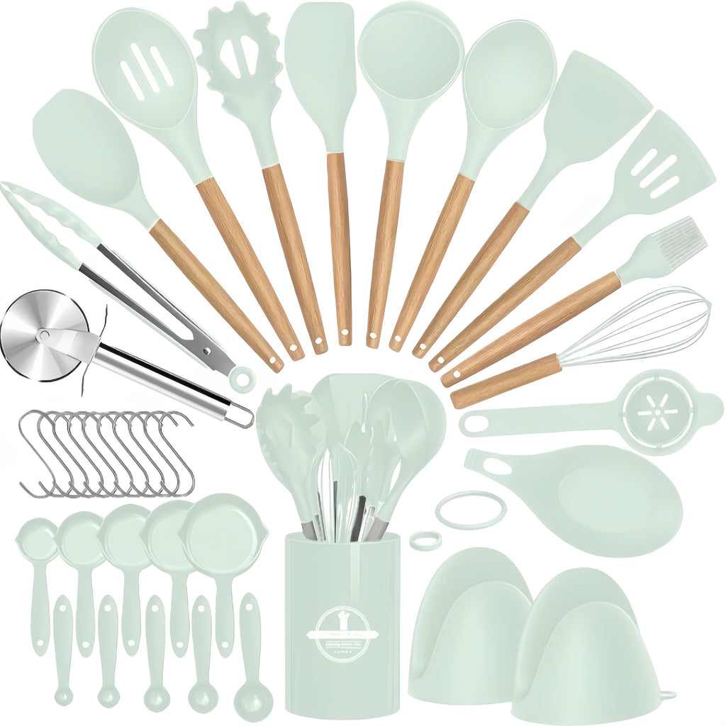 Heat-Resistant Silicone & Dishwasher-Safe Utensil Set (37/44 Pcs)