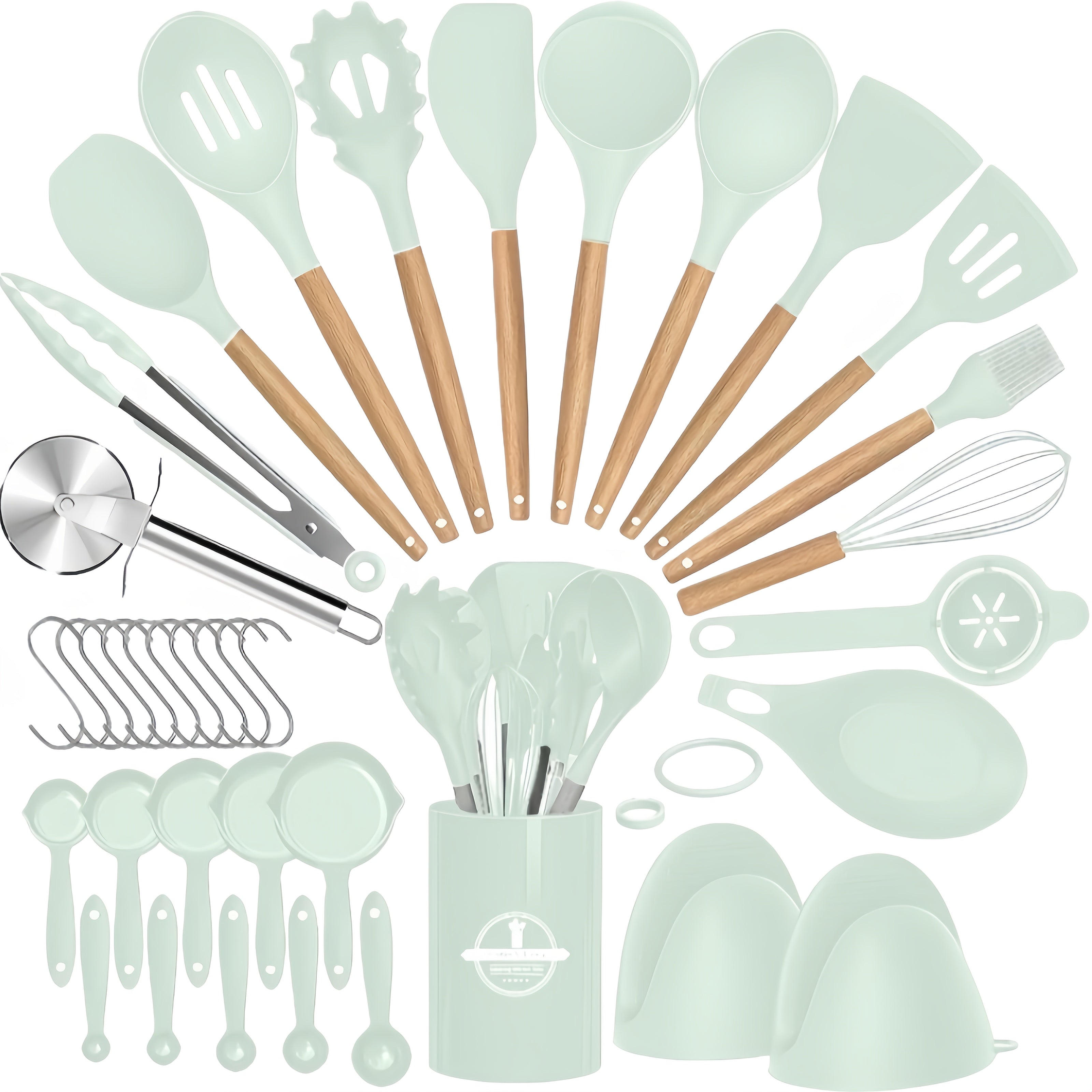 Heat-Resistant Silicone & Dishwasher-Safe Utensil Set (37/44 Pcs)