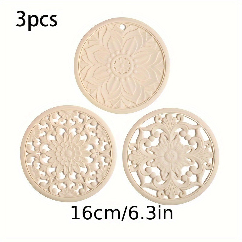 Heat-Resistant Non-Slip Silicone Trivet Set (3-Piece)