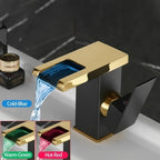 Hydroelectric RGB LED Brass Waterfall Bathroom Faucet (Single-Hole)