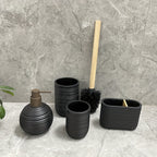 Space-Saving Freestanding Resin & Wood Bathroom Set (4-Piece)