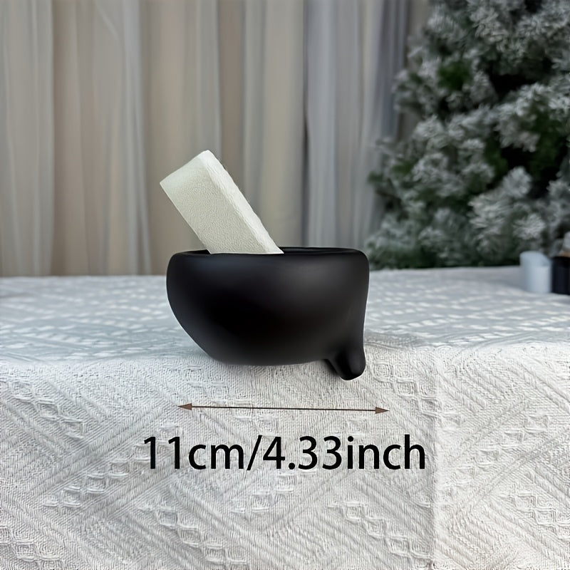Self-Draining Matte Black Soap Dish (Anti-Slip Base)