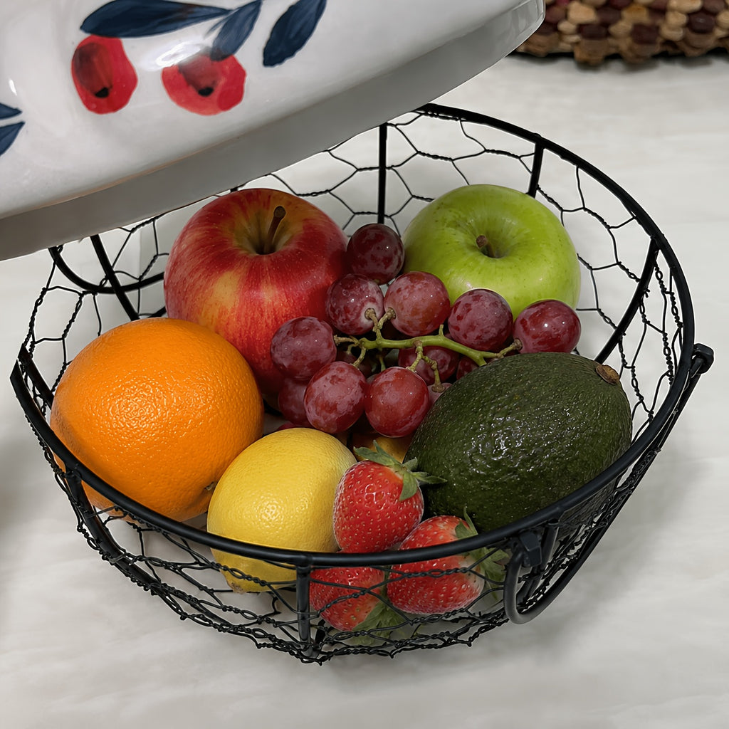 Dustproof Ceramic & Wire Egg Basket (Hen-Shaped)
