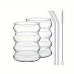 High Borosilicate Microwave & Dishwasher-Safe Ripple Tumbler (11.8 fl oz)