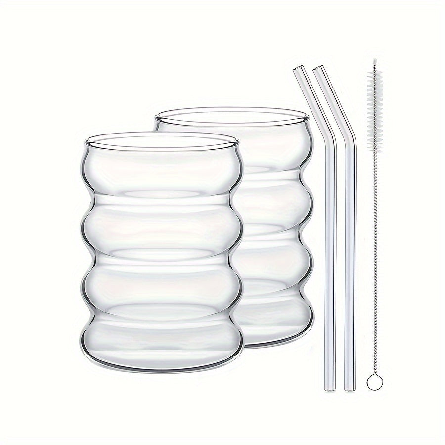 High Borosilicate Microwave & Dishwasher-Safe Ripple Tumbler (11.8 fl oz)