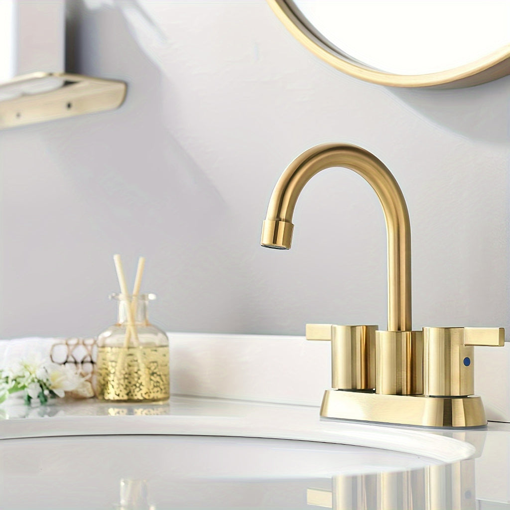 Brass 360° Swivel Bathroom Faucet (4-Inch Centerset)