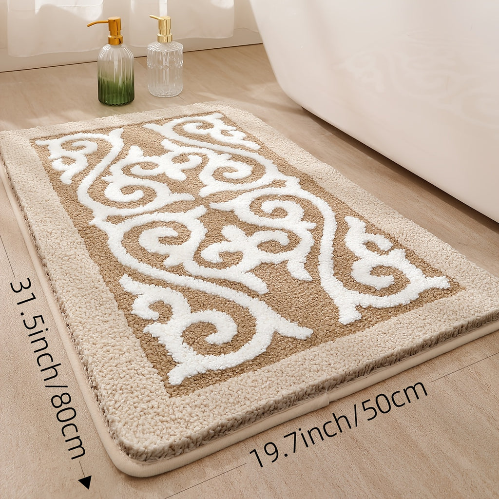 Extra-Soft Absorbent Polyester Bath Mat (Non-Slip TPR Backing)
