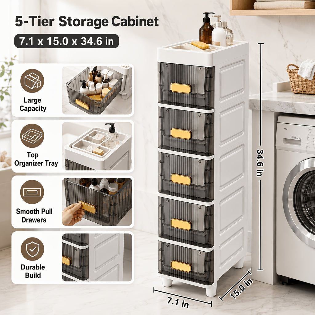 Space-Saving Waterproof Window-View Storage Cabinet (3–6-Tier)