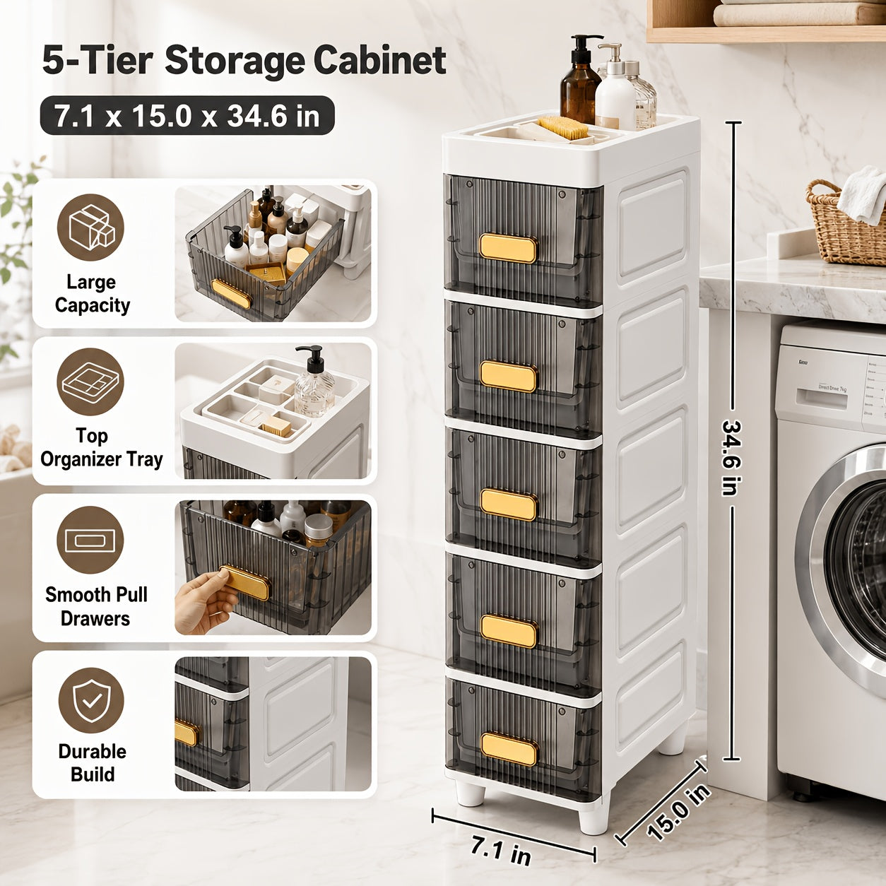 Space-Saving Waterproof Window-View Storage Cabinet (3–6-Tier)