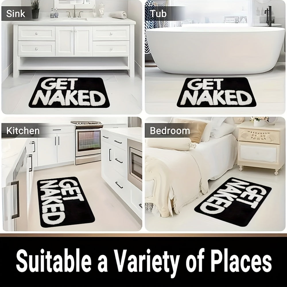 Soft Flannel Absorbent & Machine-Washable Bathroom Mat (Get Naked Print)