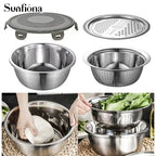304 Stainless Steel Nesting Mixing Bowl Set (With Grater & Strainer Lids)