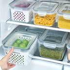 Square Reusable Food Storage Containers With Drain Baskets (Set of 6)