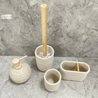 Space-Saving Freestanding Resin & Wood Bathroom Set (4-Piece)