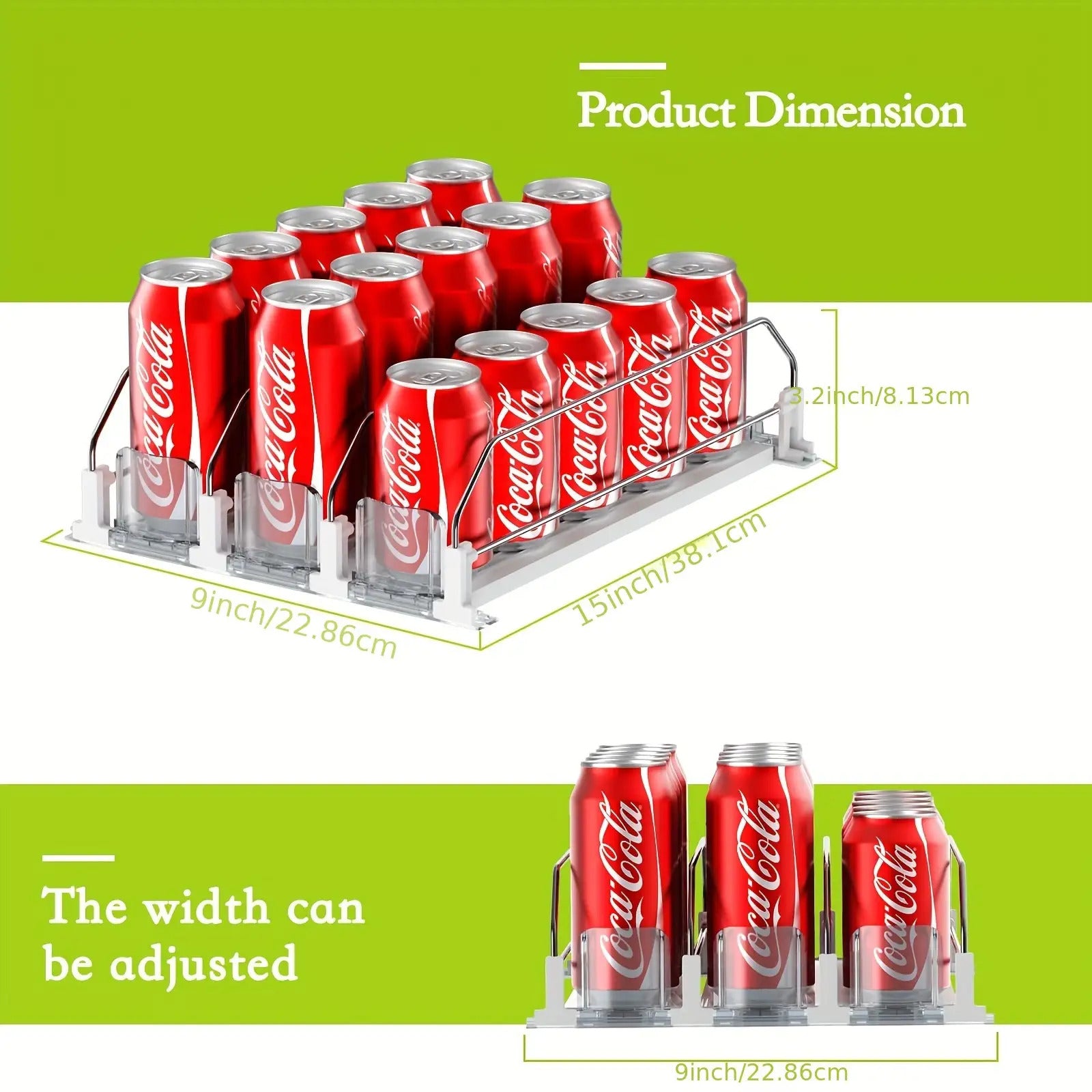 Auto-Push Slide Rail & Adjustable Divider Fridge Can Dispenser