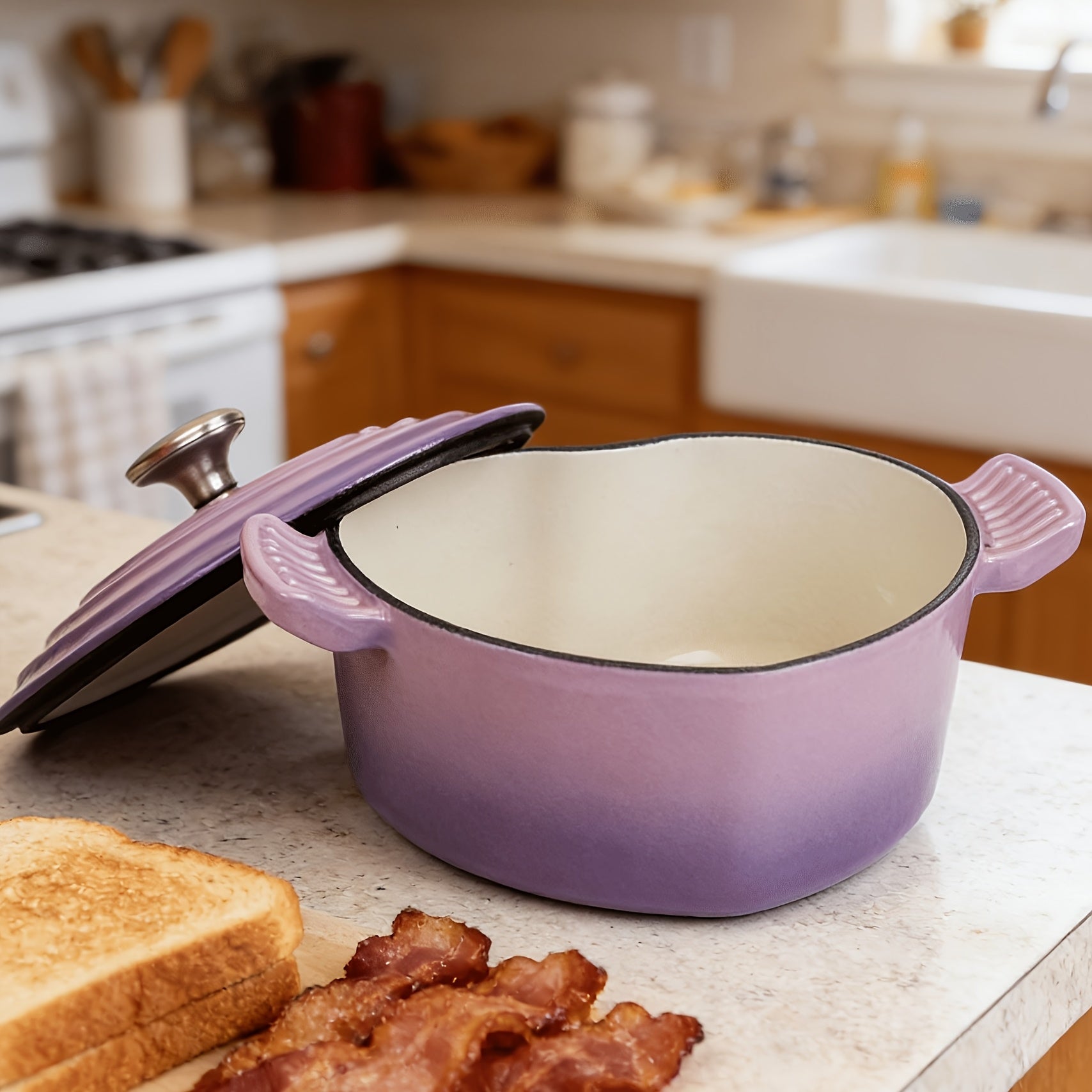 Enameled Non-Stick Heart-Shaped Cast Iron Casserole (2-Quart)