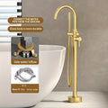 Brushed Brass Ceramic Valve Freestanding Tub Faucet