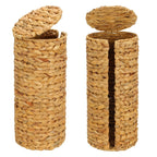 Vertical Woven Rattan Toilet Paper Storage Basket (With Lid)