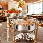 Titanium-Plated Stainless Steel Buffet Hot Pot Set (95% Pre-Assembled)