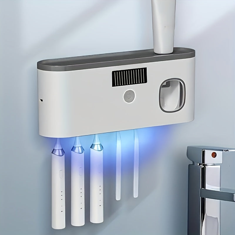 Wall-Mounted USB-Rechargeable Automatic Toothpaste Dispenser & Toothbrush Organizer (5-Slot)