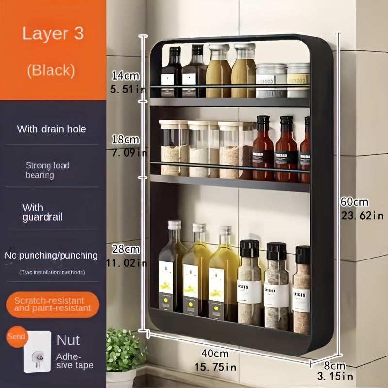 Durable Cast Iron & Plastic Wall-Mounted Bathroom Shelf (2 or 3 Layers)