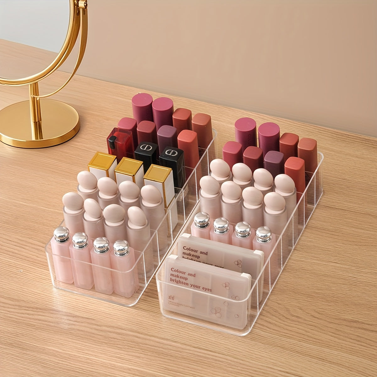 Clear Plastic 7-Compartment Lipstick Organizer