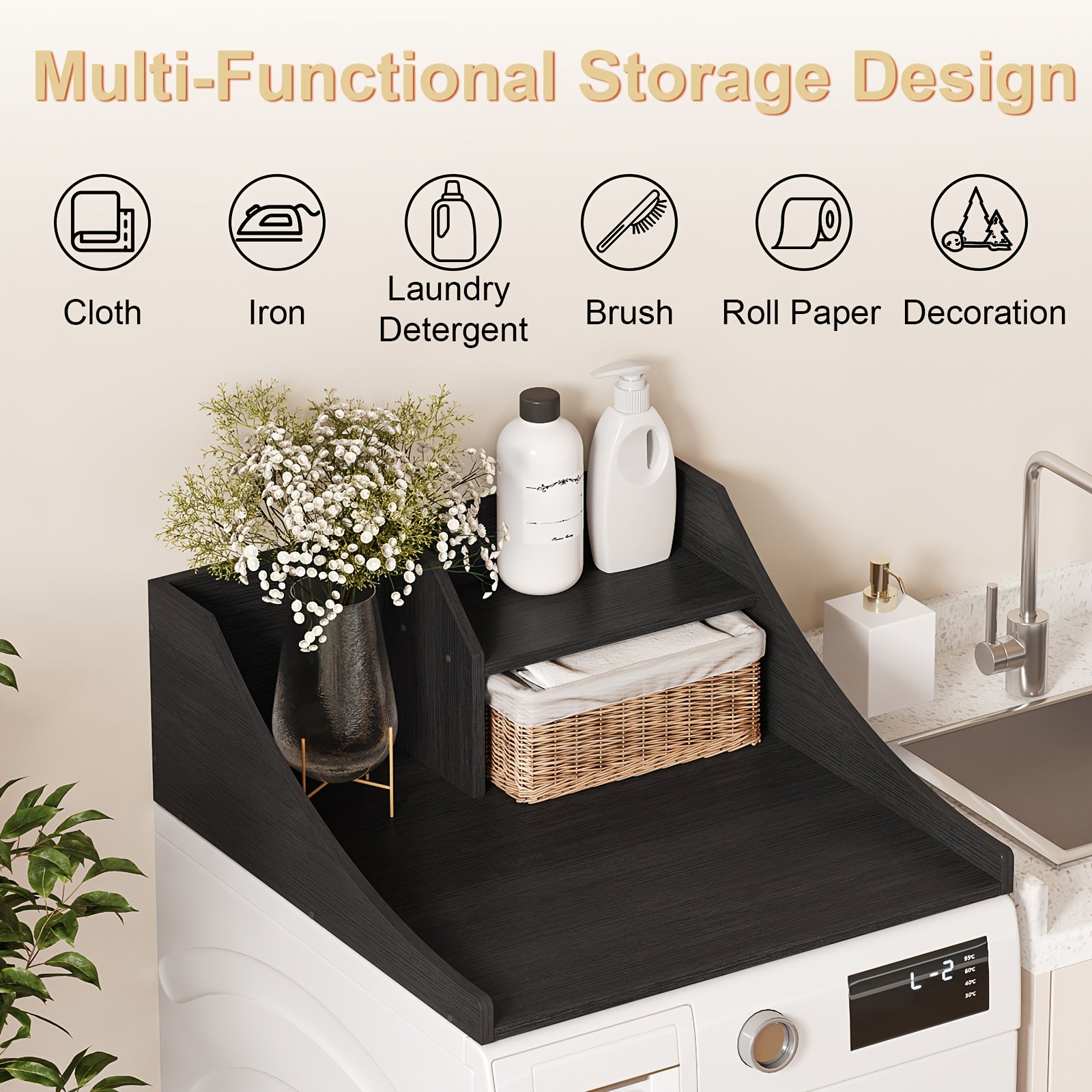 Space-Saving 29-Inch Wooden Laundry Shelf
