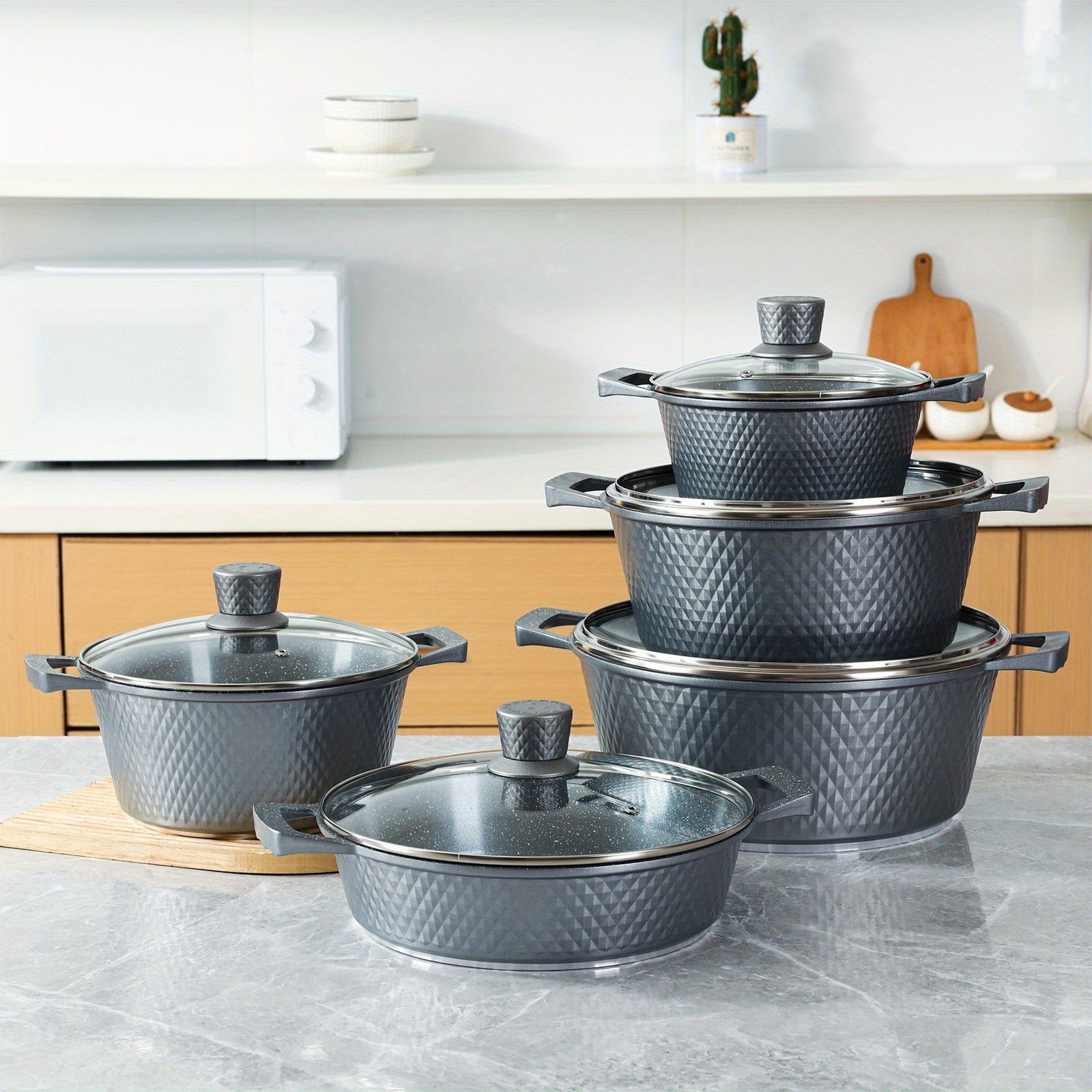 Stone-Coated Nonstick Aluminum Cookware Set (10-Piece)