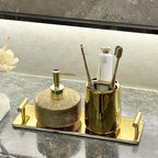 Luxury Golden Ceramic Bathroom Accessory Set (Set of 3)