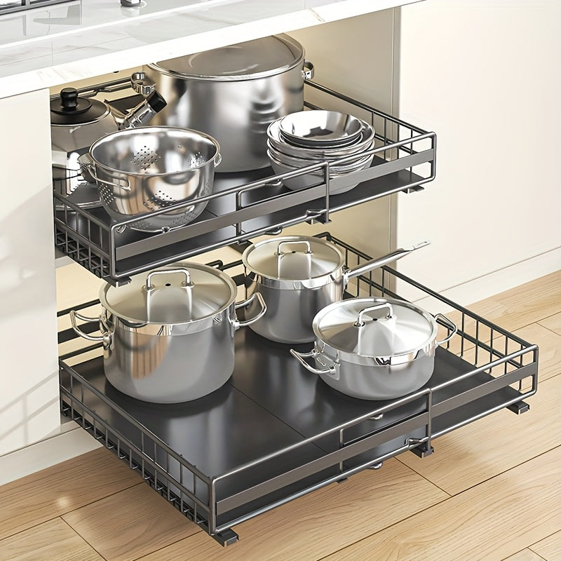Smooth-Glide Heavy-Duty Metal Pull-Out Cabinet Rack (8-Tier)
