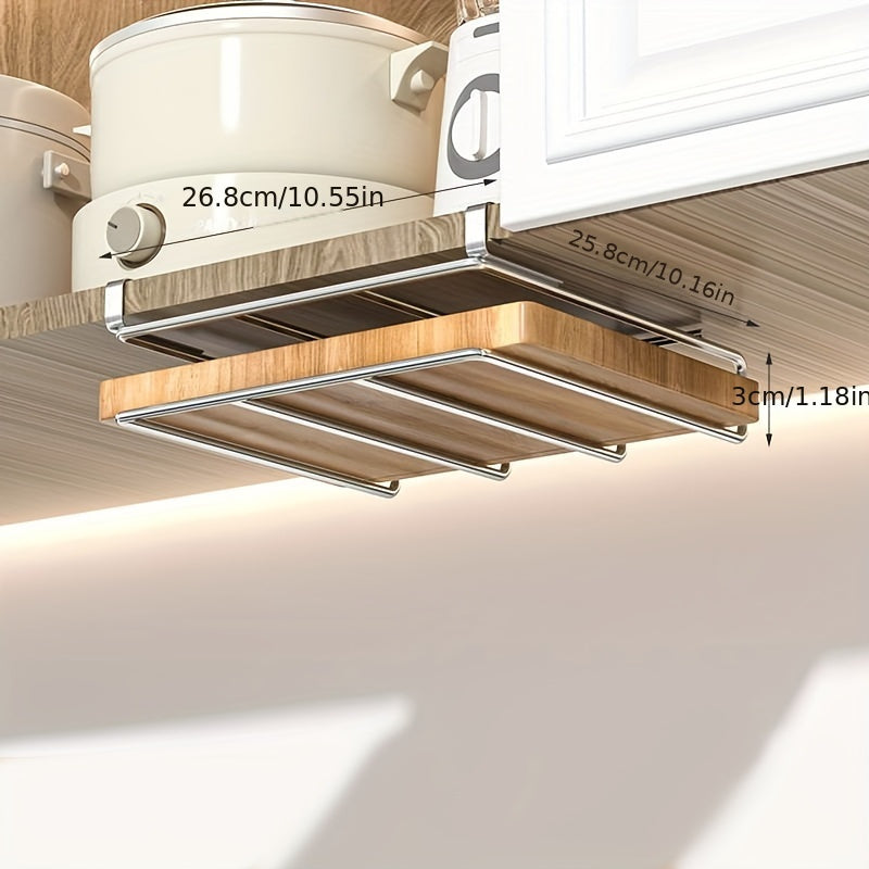 Space-Saving Stainless Steel Under-Cabinet Storage Rack