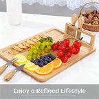 Polished Moisture-Resistant Wood Charcuterie Board (4-Piece Knife Set)