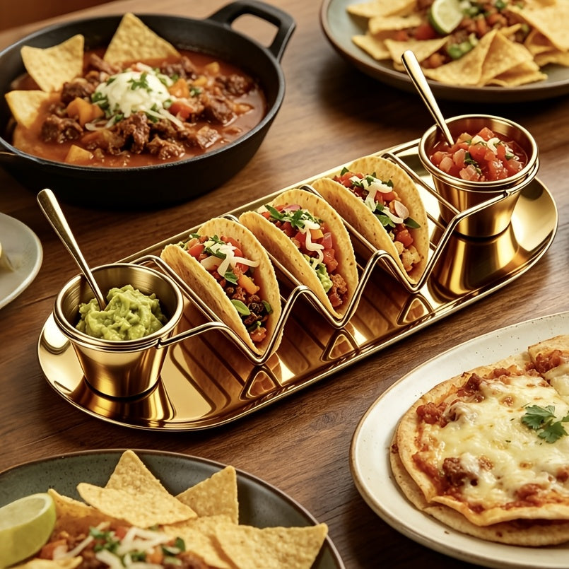 Gold 410 Stainless Steel Taco Serving Set (6-Piece)