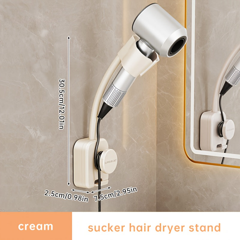 No-Drill Suction Cup Metal Swivel Hair Dryer Holder