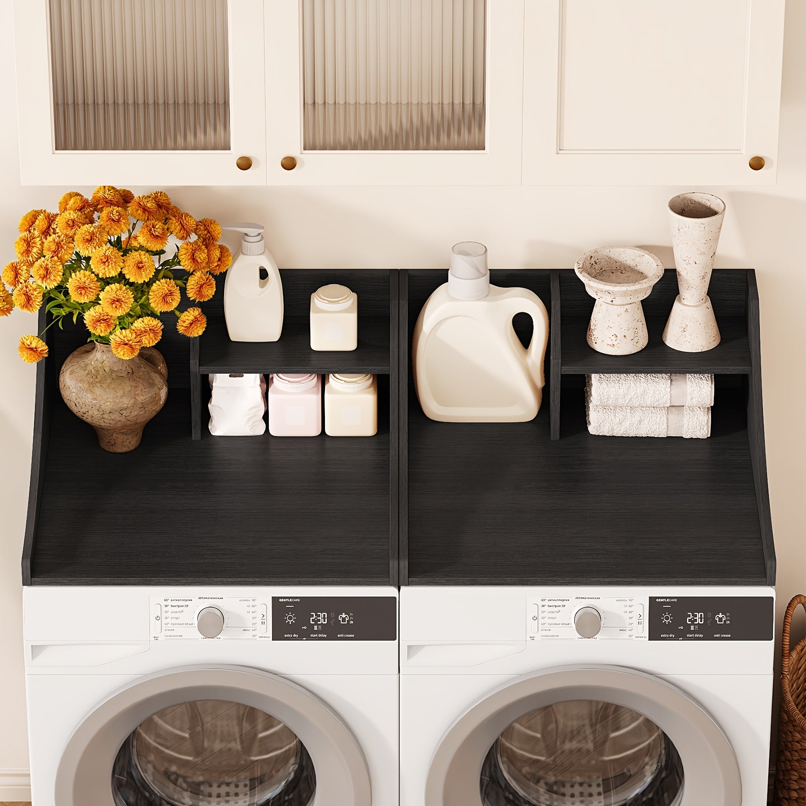Space-Saving 29-Inch Wooden Laundry Shelf