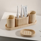 Textured Resin Three-Hole Toothbrush Holder