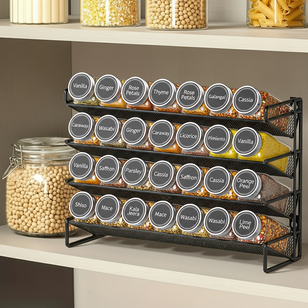 28-Jar Cast Iron Spice Rack (Wall-Mountable, 386 Labels)