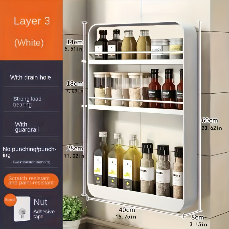 Durable Cast Iron & Plastic Wall-Mounted Bathroom Shelf (2 or 3 Layers)