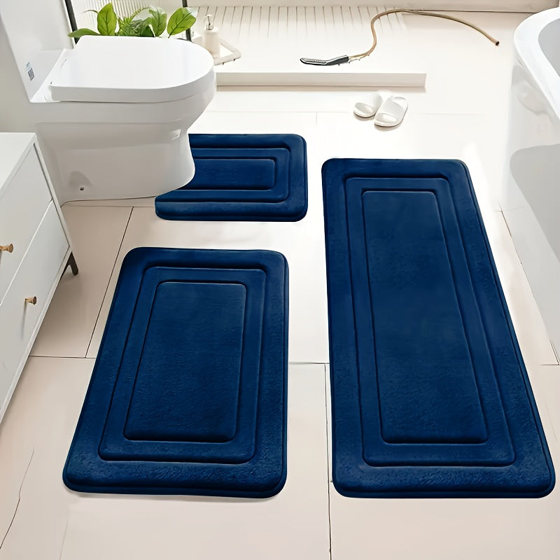 Ultra Absorbent & Non-Slip Polyester Bath Mat Set (Set of 3)