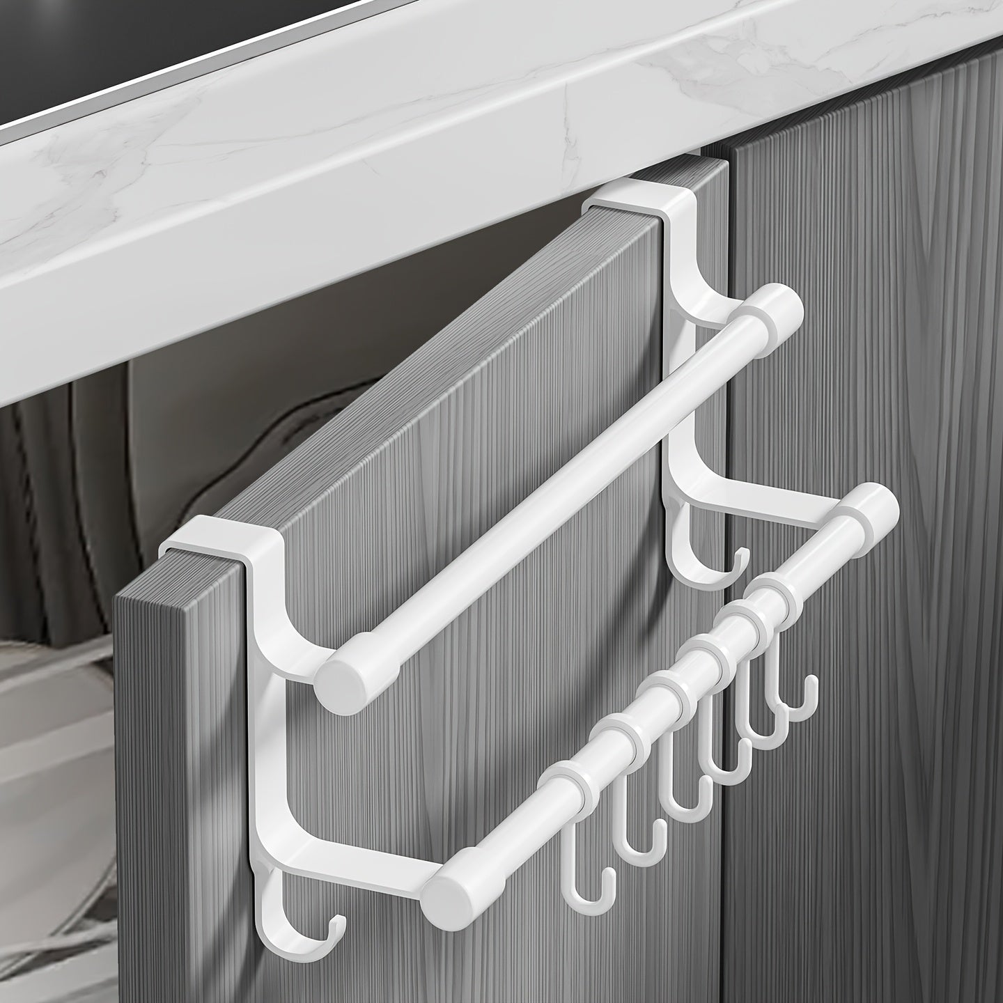 Over-Cabinet No-Drill Double-Bar Towel Rack
