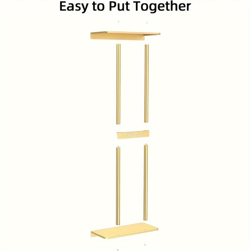 Space-Saving Golden Iron Wall-Mounted Towel Rack (Holds 6 Towels)