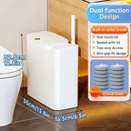 Space-Saving Pull-Out Trash Can & Toilet Brush Set (With Disposable Heads)