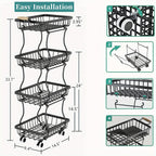 Stackable Metal Fruit & Veg Basket (4/5-Layer, Wheels)