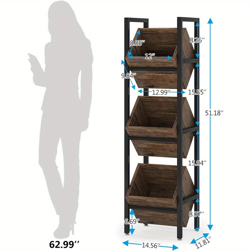 Space-Saving 3-Tier Engineered Wood Snack & Fruit Rack