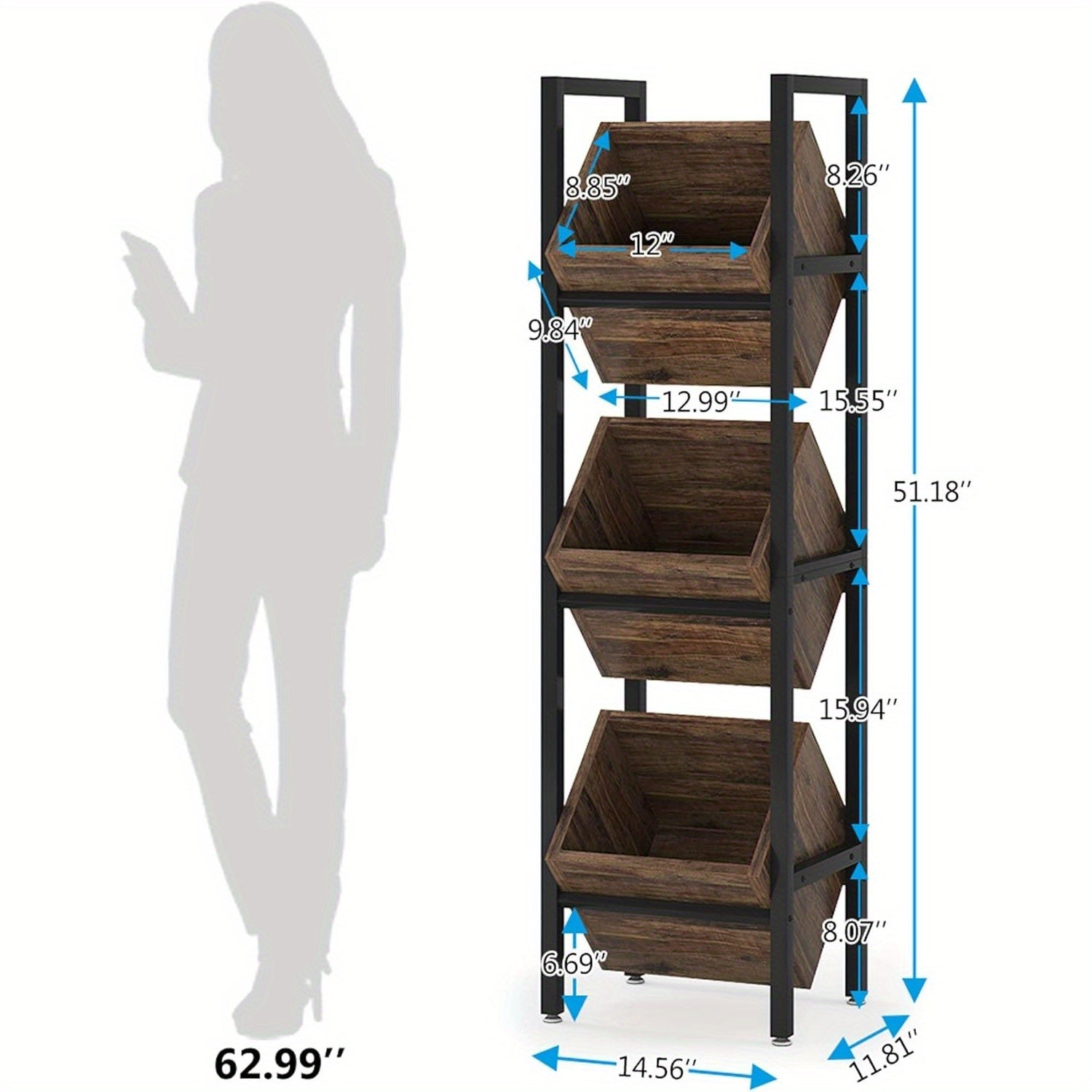 Space-Saving 3-Tier Engineered Wood Snack & Fruit Rack
