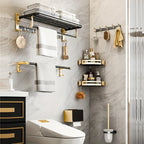 Space-Saving Aluminum Wall-Mounted Shelf & Towel Rack (3-Piece Set)