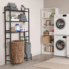 Space-Saving 3-Tier Wood Over-Toilet Shelf (Freestanding, Paper Holder & Hooks)