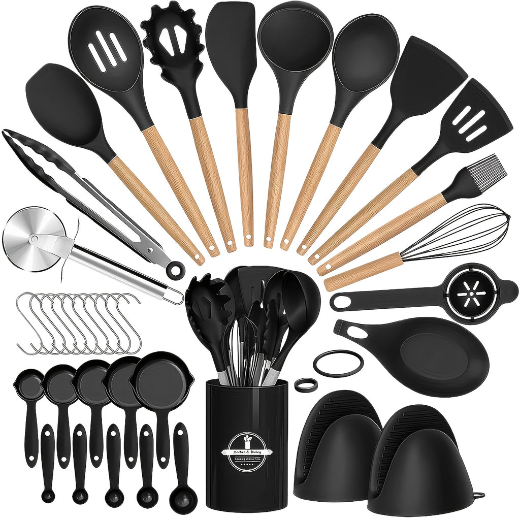 Heat-Resistant Silicone & Dishwasher-Safe Utensil Set (37/44 Pcs)