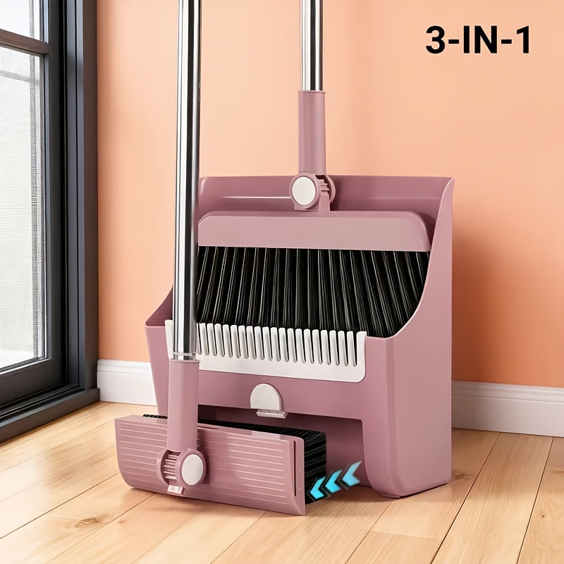 Three-in-One Hair-Resistant Broom & Dustpan (Set of 3)