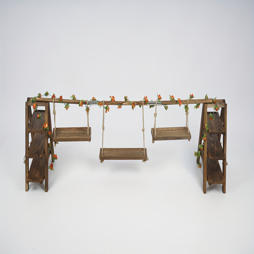 Solid Wood 3-Tier Ladder-Style Dessert Stand