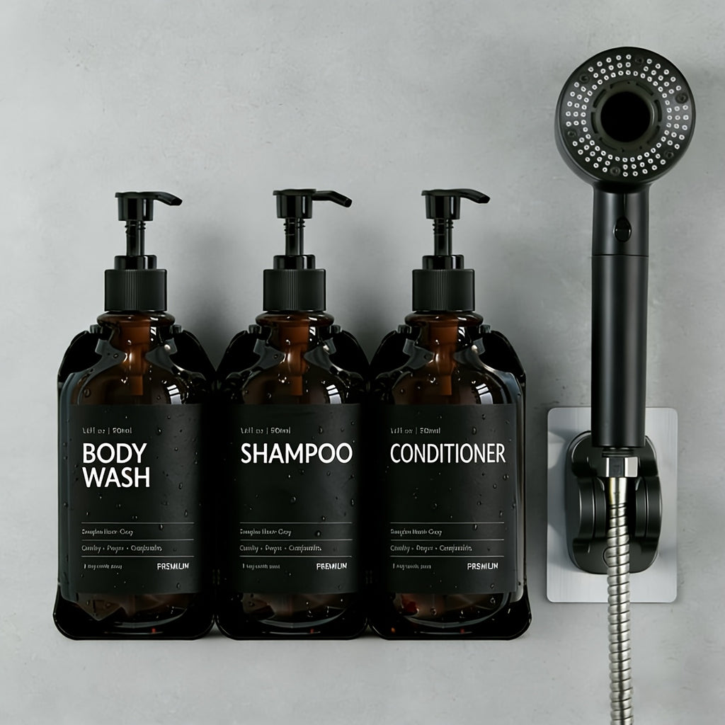 Drill-Free Refillable Wall-Mount Shower Dispenser (3-Pack)